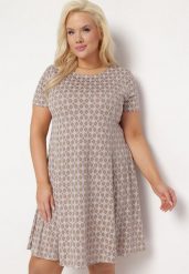 Brązowo-Beżowa Rozkloszowana Sukienka Mini z Elastycznej Wiskozy Annamarie. Brązowe sukienki damskie Born2be, bez wzorów, z wiskozy, bez ramiączek. Za 69.99 zł.