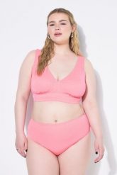 Damskie Figi od bikini wysoki stan efekt brokatu. Czerwone figi Ulla Popken, bez wzorów, z elastanu. Za 99.99 zł.