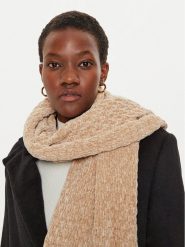 Guess Szalik W4BZ28 Z3HH2 Beżowy. Brązowe szaliki damskie Guess, z aplikacjami, z materiału. Za 329.99 zł.