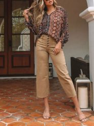 LA Angels Bluzka w kolorze jasnobrązowym rozmiar: L. Brązowe bluzki damskie LA Angels, l, bez wzorów, bez kołnierzyka, bez ramiączek. Za 152.99 zł.