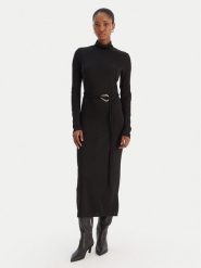 Vero Moda Sukienka dzianinowa Louisa 10336207 Czarny Loose Fit. Czarne sukienki damskie Vero Moda, bez wzorów, z dzianiny, bez ramiączek. Za 179.99 zł.