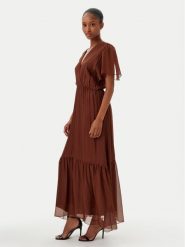 Haveone Sukienka letnia AFF-N006 Brązowy Loose Fit. Brązowe sukienki damskie Haveone, bez wzorów, z jedwabiu, bez ramiączek. Za 459.99 zł.