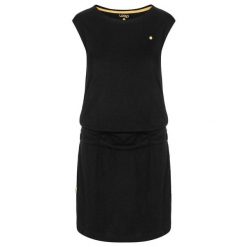 Damska sportowa bluzka z pętelką w kolorze czarnym. Czarne sukienki damskie LOOP, bez wzorów, sportowe, bez ramiączek. Za 141.99 zł.