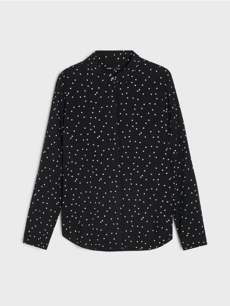 Koszula z długim rękawem w serca - czarny. Czarne koszule damskie Sinsay, l, bez wzorów, bez kołnierzyka, bez ramiączek. Za 29.99 zł.