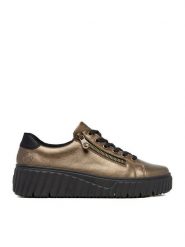 Rieker Sneakersy N2501-90 Złoty. Żółte obuwie sportowe damskie Rieker, ze skóry, bez zapięcia. Za 389.99 zł.