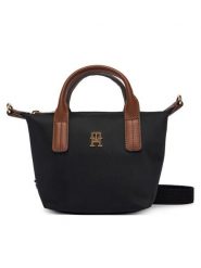 Tommy Hilfiger Torebka Popette Micro Tote AW0AW18368 Czarny. Czarne torebki klasyczne damskie Tommy Hilfiger, z materiału, bez dodatków. Za 329.99 zł.