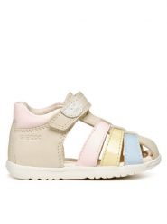 Geox Sandały B Sandal Macchia B254WB 08502 C1M2M Beżowy. Brązowe sandały dziewczęce Geox, ze skóry, bez obcasa, bez zapięcia. Za 169.99 zł.