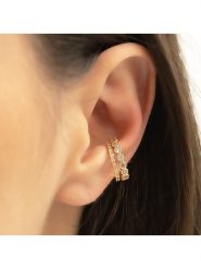 Miu Silver Pozłacana nausznica z cyrkoniami rozmiar: onesize. Szare kolczyki damskie Miu Silver, z cyrkonią, pozłacane. Za 69.99 zł.