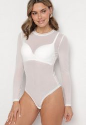 Białe Gładkie Body z Długimi Rękawami Teuma. Białe body i gorsety Born2be, bez wzorów. Za 79.99 zł.