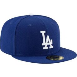 Regulowana czapka typu snapback New Era 59FIFTY Los Angeles Dodgers Authentic On. Niebieskie czapki z daszkiem damskie New Era, bez wzorów, z poliesteru. Za 222.50 zł.