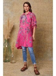 Joséfine Lniana sukienka "Pardess" w kolorze różowo-zielonym rozmiar: XL. Różowe sukienki damskie Joséfine, bez wzorów, ze lnu, bez ramiączek. Za 143.99 zł.