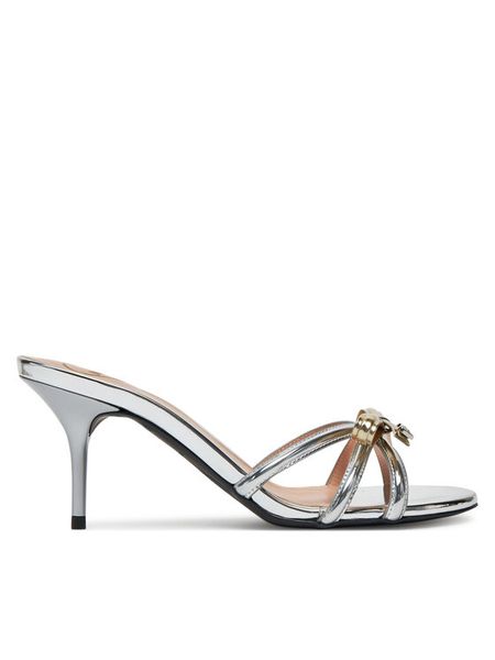 LOVE MOSCHINO Klapki JA28036G1MJE190A Srebrny. Szare klapki damskie Love Moschino, bez wzorów, ze skóry, bez obcasa, bez zapięcia. Za 1,159.00 zł.