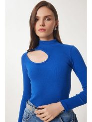 Happiness Istanbul Koszulka w kolorze niebieskim rozmiar: S/M. Niebieskie koszulki damskie Happiness Istanbul, m, bez wzorów, bez kołnierzyka, bez ramiączek. Za 39.99 zł.