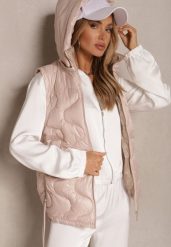 Różowa Kamizelka z Odpinanym Kapturem Ozdobnie Pikowana Silzeki. Czerwone kamizelki damskie Renee, na jesień, l, bez wzorów, z jeansu. Za 119.99 zł.