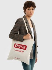 Torba bawełniana unisex Kraków 102. Białe torby podróżne Big Star, z bawełny, na ramię, z nadrukiem, bez dodatków. Za 4.99 zł.