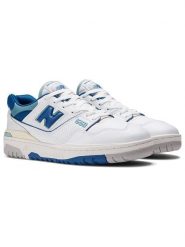 New Balance Skórzane sneakersy "550" w kolorze biało-niebieskim rozmiar: 42. Białe obuwie sportowe damskie New Balance, bez zapięcia. Za 303.06 zł.