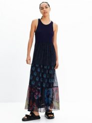 Desigual Sukienka codzienna Dudas 23SWVK90 Granatowy Regular Fit. Niebieskie sukienki damskie Desigual, bez wzorów, z syntetyku, bez ramiączek. Za 269.99 zł.