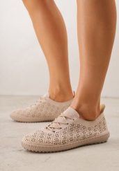 Ciemnobeżowe Ażurowe Tenisówki w Stylu Boho Tidira. Brązowe obuwie sportowe damskie Renee, na wiosnę, bez zapięcia, tenisowe. Za 69.99 zł.