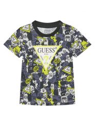 Guess T-Shirt N5YI04 K8HM4 Szary Regular Fit. Szare t-shirty i koszulki chłopięce Guess, z aplikacjami, z bawełny, bez kołnierzyka, bez ramiączek. Za 69.99 zł.