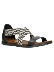 Wojas Sandały w kolorze czarno-białym rozmiar: 39. Białe sandały damskie Wojas, bez wzorów, z materiału, z otwartym noskiem, bez obcasa, bez zapięcia. Za 208.83 zł.