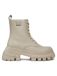 Tommy Jeans Trapery Tjw Chunky Leather Boot EN0EN02503 Beżowy. Brązowe trapery damskie Tommy Jeans, z jeansu, bez zapięcia. Za 479.99 zł.