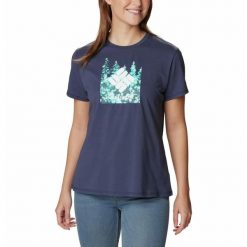 Koszulka Turystyczna Damska Columbia Sun Trek SS Graphic T-Shirt. Niebieskie koszulki damskie Columbia, s, bez wzorów, bez kołnierzyka, bez ramiączek. Za 141.99 zł.