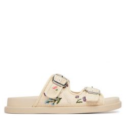 Klapki Aldo. Brązowe klapki damskie ALDO, bez wzorów, bez obcasa, bez zapięcia. Za 339.99 zł.