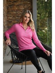 Bleu d'Azur Sweter "Garance" w kolorze jasnoróżowym rozmiar: 44/46. Różowe swetry klasyczne damskie Bleu d'Azur, ze splotem, bez kołnierzyka. Za 217.45 zł.