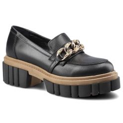 Czarne Półbuty Chebello Damskie Eleganckie Obuwie. Czarne półbuty damskie CheBello, bez wzorów, ze skóry, bez obcasa, na płaskiej podeszwie, bez zapięcia. Za 279.00 zł.