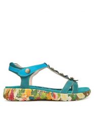 Laura Vita Sandały Sanao 54 Turkusowy. Niebieskie sandały damskie LAURA VITA, bez wzorów, ze skóry, bez obcasa, na płaskiej podeszwie, bez zapięcia. Za 399.99 zł.