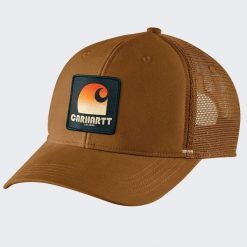 Czapka z daszkiem Carhartt Canvas Mesh-Back Crafted. Brązowe czapki z daszkiem damskie Carhartt, bez wzorów, z meshu. Za 102.00 zł.