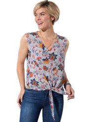 WITT WEIDEN Bluzka w kolorze biało-granatowym rozmiar: 48. Białe bluzki damskie WITT WEIDEN, bez wzorów, z wiskozy, bez kołnierzyka, bez ramiączek. Za 43.99 zł.