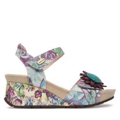 Sandały Laura Vita. Fioletowe sandały damskie LAURA VITA, bez wzorów, bez obcasa, na koturnie, bez zapięcia. Za 439.99 zł.