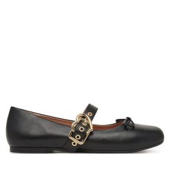 Baleriny LOVE MOSCHINO. Czarne balerinki damskie Love Moschino, bez wzorów. Za 879.99 zł.