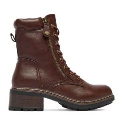 Trzewiki Clara Barson. Brązowe botki damskie Clara Barson, bez obcasa, na płaskiej podeszwie, bez zapięcia. Za 159.99 zł.