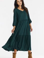 Sukienka Model A669 Bottle Green - awama. Zielone sukienki damskie Awama, bez wzorów, z elastanu, biznesowe, bez ramiączek. Za 398.95 zł.