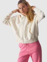 4F Bluza dresowa rozpinana z kapturem damska - beżowa XXL. Brązowe bluzy damskie 4F, xs, bez wzorów, z bawełny, z kapturem. W wyprzedaży za 59.99 zł.