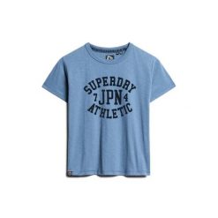 Koszulka damska Superdry Athletic Essentials Graphic. Niebieskie bluzki damskie Superdry, bez wzorów, retro, bez kołnierzyka, bez ramiączek. Za 132.95 zł.
