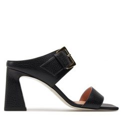 Klapki Pollini. Czarne klapki damskie Pollini, bez wzorów, bez obcasa, bez zapięcia. Za 1,779.00 zł.