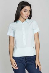Miętowa Bluzka Polo z Krótkim Rękawem. Zielone bluzki damskie Figl, l, bez wzorów, bez kołnierzyka, bez ramiączek. Za 179.00 zł.