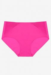 Fuksjowe Majtki Figi High Waist z Bezszwowym Wykończeniem Kolaniris. Czerwone figi Renee, bez wzorów, z jeansu. Za 9.99 zł.
