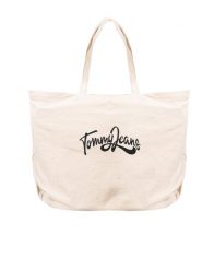 Tommy Jeans Torba | AW0AW14593 | Kobieta | Beżowy. Brązowe torebki klasyczne damskie Tommy Jeans, z bawełny, na ramię, z nadrukiem, bez dodatków. W wyprzedaży za 209.00 zł.