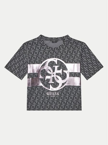Guess T-Shirt J5RI04 K6YW4 Czarny Regular Fit. Czarne koszulki i t-shirty dziewczęce Guess, z aplikacjami, z bawełny, bez kołnierzyka, bez ramiączek. Za 79.99 zł.