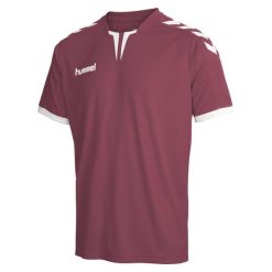 Koszulka sportowa HUMMEL core SS poly bordowa. Czerwone koszulki sportowe damskie Hummel, s, bez wzorów, bez ramiączek, do piłki nożnej. Za 37.00 zł.