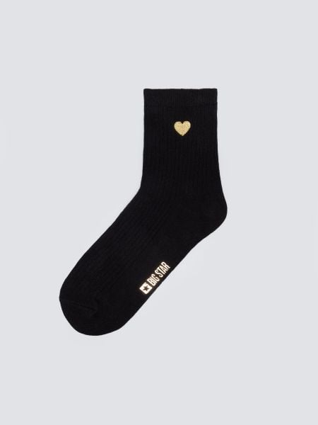 Skarpety damskie prążkowane czarne Sonja 906. Czarne skarpetki damskie Big Star, bez wzorów, z bawełny. Za 19.99 zł.