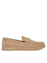 DeeZee Mokasyny 13-1120-4 Beżowy. Brązowe mokasyny damskie DeeZee, z materiału, bez obcasa. Za 119.99 zł.