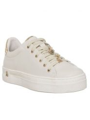 Patrizia Pepe Skórzane sneakersy w kolorze kremowym rozmiar: 37. Brązowe obuwie sportowe damskie Patrizia Pepe, bez zapięcia. Za 483.45 zł.