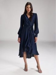 Swing Sukienka koktajlowa 5AE29200 Granatowy Relaxed Fit. Niebieskie sukienki damskie Swing, bez wzorów, z syntetyku, wizytowe, bez ramiączek. Za 449.99 zł.