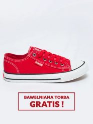 Trampki damskie niskie czerwone JJ274A530 603. Czerwone trampki damskie Big Star, bez wzorów, z jeansu, bez zapięcia. W wyprzedaży za 88.99 zł.