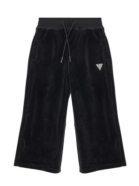Guess Spodnie dresowe J4RQ16 K0232 Czarny Regular Fit. Czarne spodnie dresowe dziewczęce Guess, z aplikacjami, z dresówki. Za 169.99 zł.